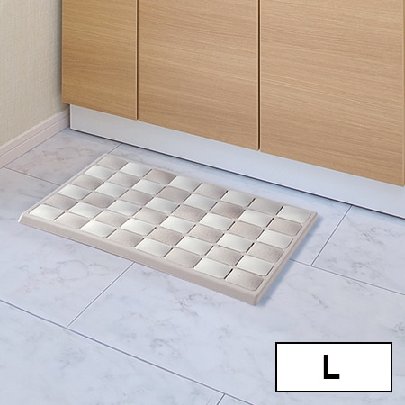 [Lサイズ(58×45cm)/ベージュ]karari 珪藻土フィットタイルバスマット