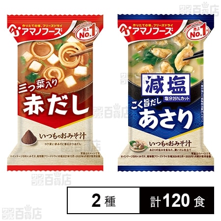 いつものおみそ汁 赤だし(三つ葉入り) 7.5g / 減塩いつものおみそ汁 あさり 7.5g