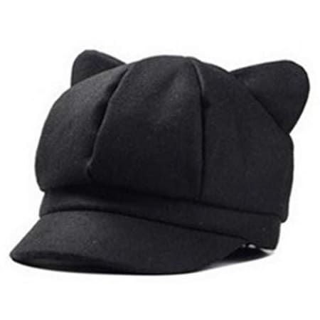 【ブラック】猫耳がかわいい レディースキャスケット