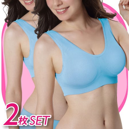 【L-LL/ブルー2枚】エアーフィットブラ2枚組