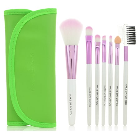 【7本入り／グリーン】メイクブラシセット
