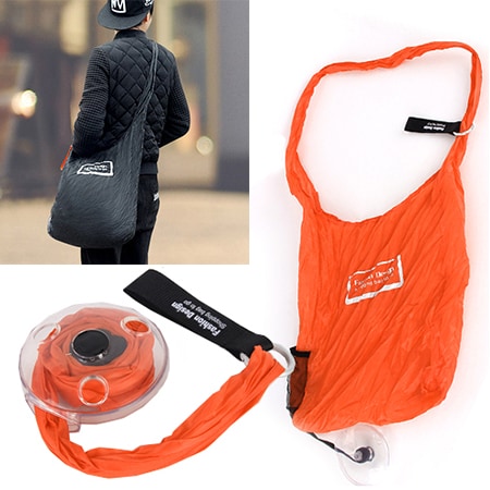 【オレンジ】コンパクト買い物バッグ