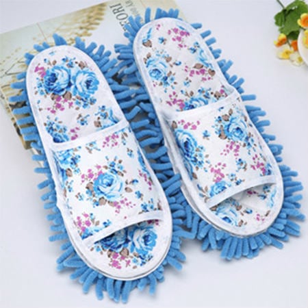 【ブルー】歩くだけで楽々掃除ができる掃除スリッパ♪