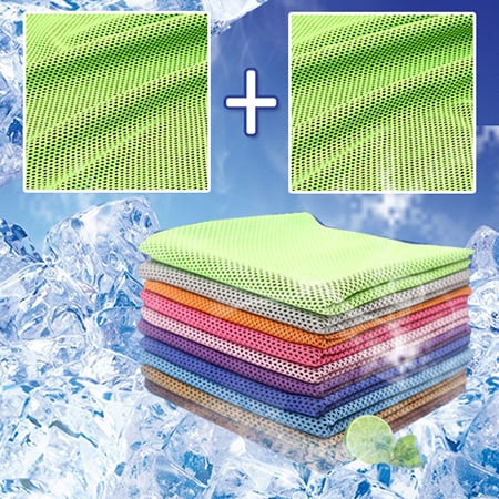 【3枚セット／グリーン】水に濡らすだけ！ひんやり冷感タオル