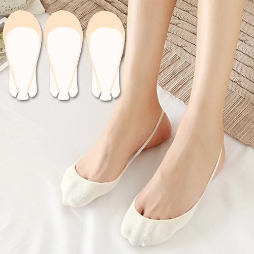 【3足セット/ベージュ】ストラップ付きつま先カバーマシュマロソックス