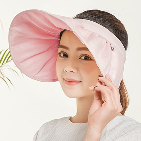 【ライトピンク】カチューシャにもなる2wayコンパクトナイロンサンバイザー