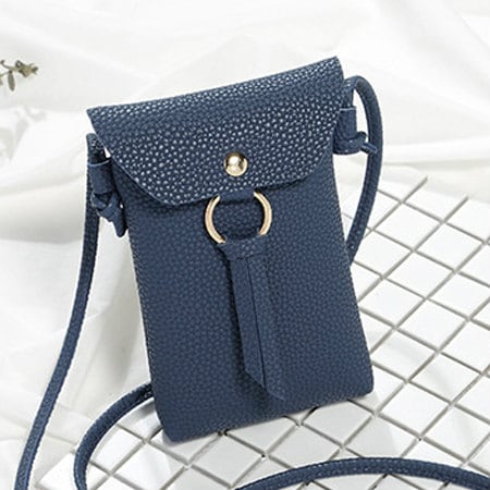 【ネイビー】PU miniスマホポーチ