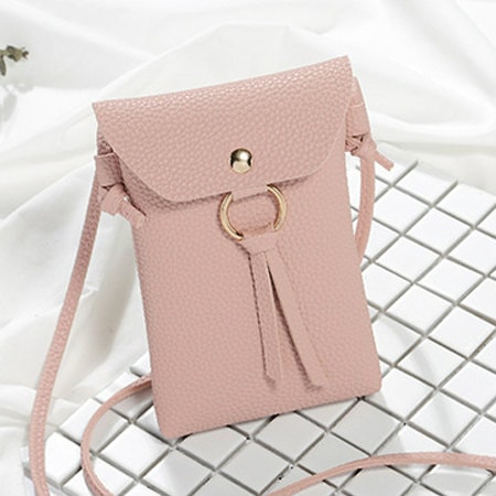 【ピンク】PU miniスマホポーチ