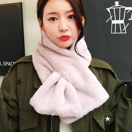 【ピンク】フェイクファーマフラー