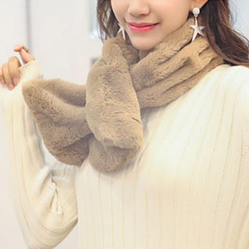 【ブラウン】フェイクファーマフラー