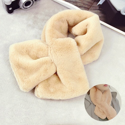 【ベージュ】フェイクファーマフラー