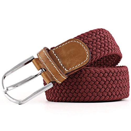 【ワインレッド】ゴムメッシュベルト  無段階 伸びる ストレッチ ゴムベルトメッシュ 男女兼用