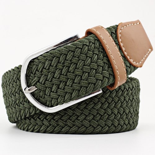 【アーミーグリーン】ゴムメッシュベルト  無段階 伸びる ストレッチ ゴムベルトメッシュ 男女兼用