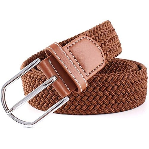 【ブラウン】ゴムメッシュベルト  無段階 伸びる ストレッチ ゴムベルトメッシュ 男女兼用