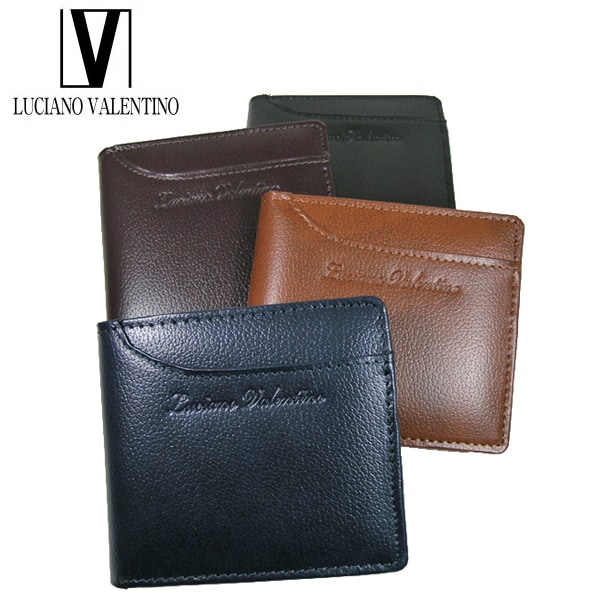 【ブラック】ルチアーノバレンチノ 牛革2つ折財布　LUV-8004