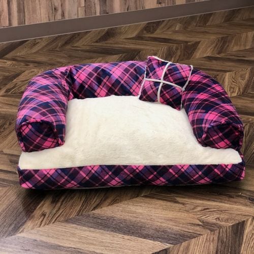 【ピンク×ホワイト】Pet Bed ペットベッド あご置きクッション付き