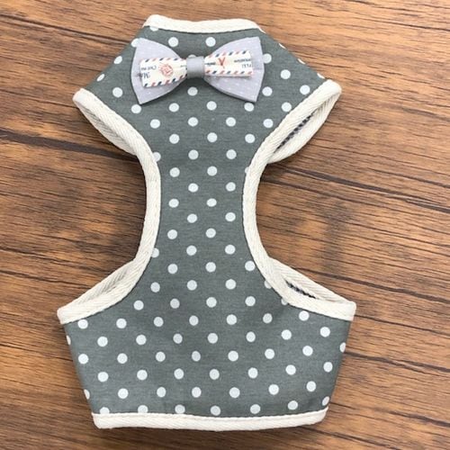 グレー×ドット【Sサイズ】リード付きペットハーネス