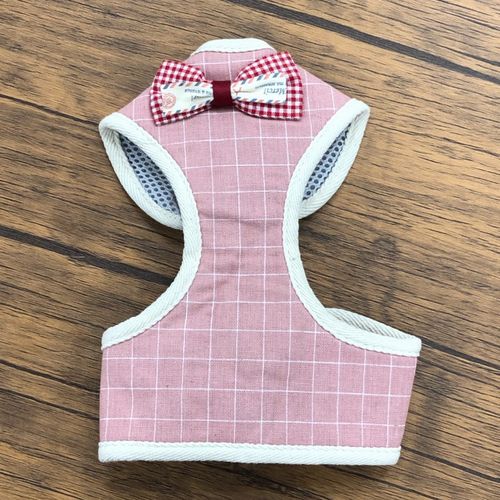 ピンク×スクエア【Lサイズ】リード付きペットハーネス
