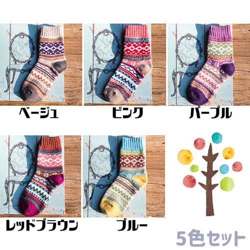 【各色一足ずつ】レディース 靴下 5足セット 秋冬 暖かい かわいい ソックス 22-25cm
