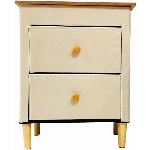 【2段・アイボリー】折りたためるファブリックチェスト（木天板）