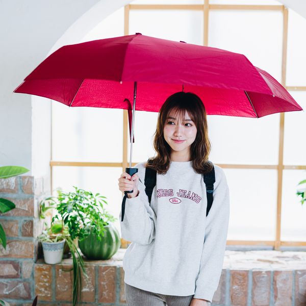 【レッド】軸をずらした折りたたみ傘