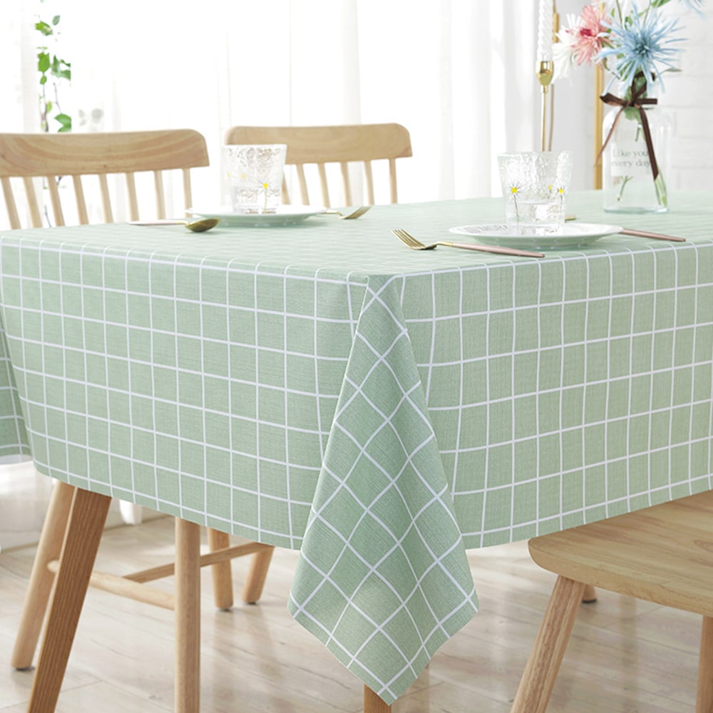 [グリーン×格子柄] テーブルクロス (約140×180cm)