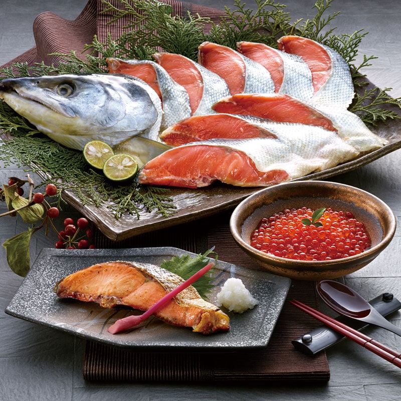 鮭の山漬け（1kg）といくら醤油漬け（80g×2パック）