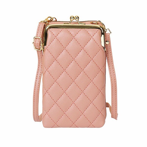 キルティングがま口長財布一体型スマホショルダーマルチバッグを