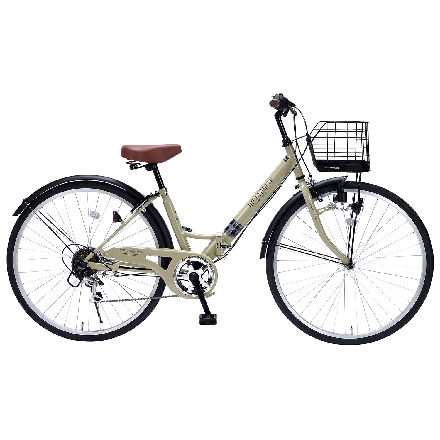 【カフェ】折畳シティサイクル26インチ・6段ギア・ダイナモLEDライト・肉厚チューブ