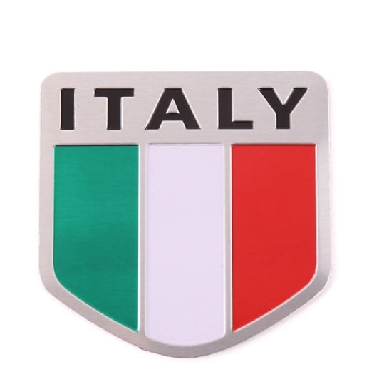 【イタリア】アルミプレート ドレスアップ ステッカー 3枚セット 国旗 車 おしゃれ