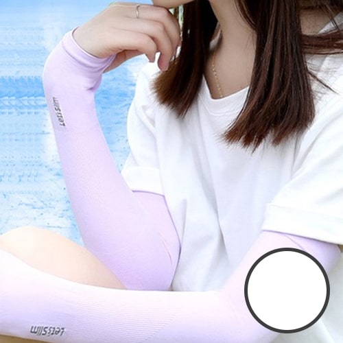 【ホワイト】指穴付きUVカット冷感アームカバー