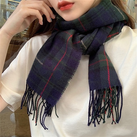 【グリーンチェック】色々使える☆大判ランダムチェックストール