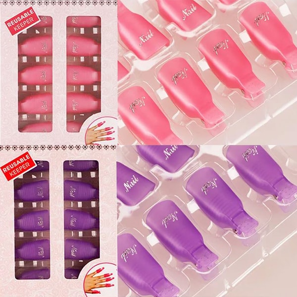 ネイルオフクリップ 両手用×2箱セット（カラーランダム）