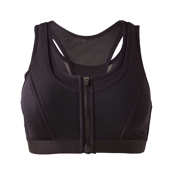【ブラック（サイズS）】フロントファスナー スポーツブラ