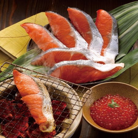 紅鮭のヒマラヤ岩塩漬け（7切）といくら醤油漬け（40g×1個）