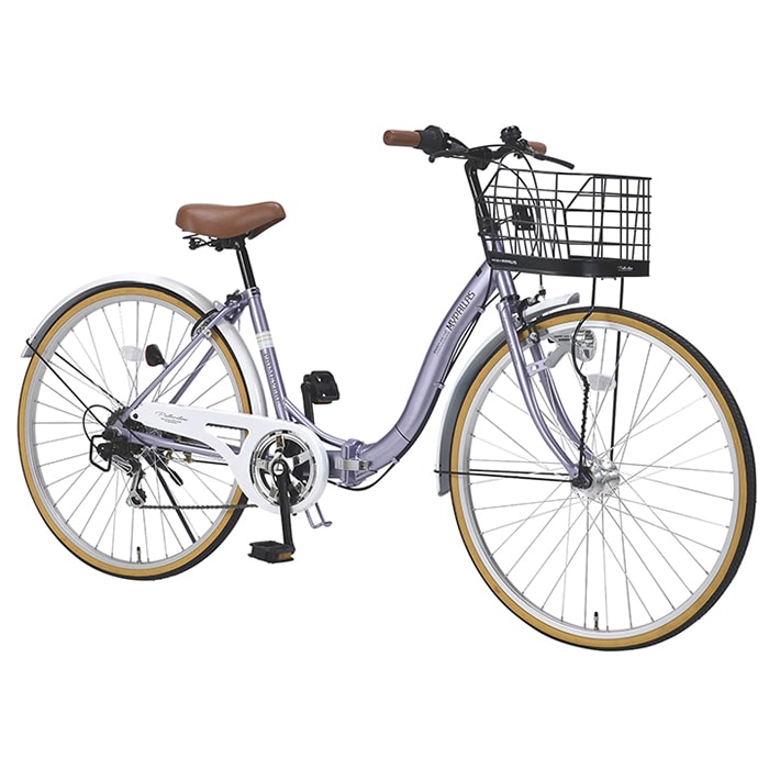 【ラベンダーパール】折畳シティサイクル26インチ・6段ギア・オートライト
