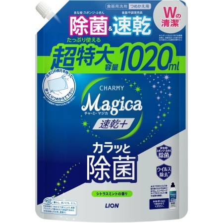 チャーミー マジカ 速乾+カラッと除菌 シトラスミントつめかえ用特大　1020ML×6点セット