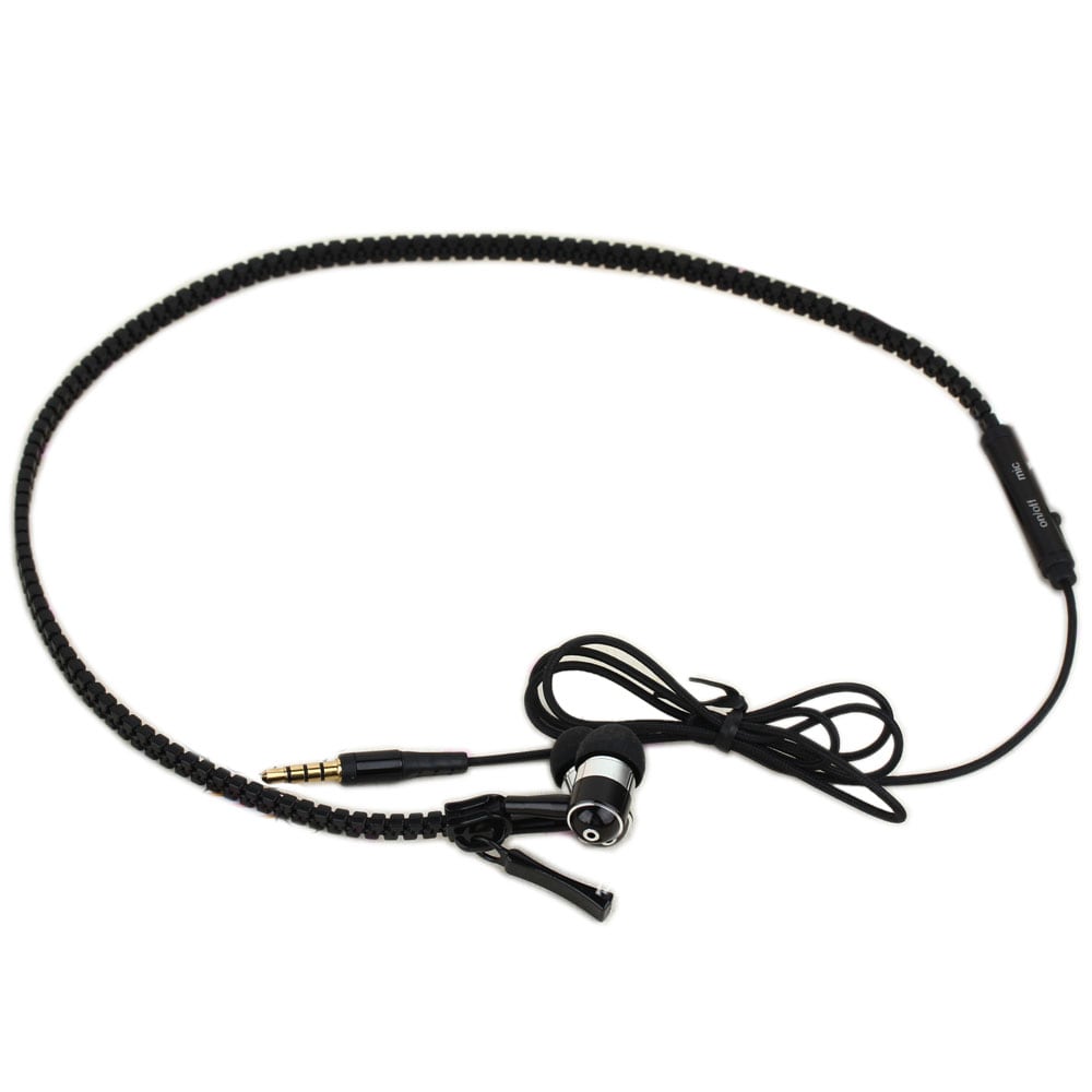 【ブラック】コードが絡まないジッパーイヤホン
