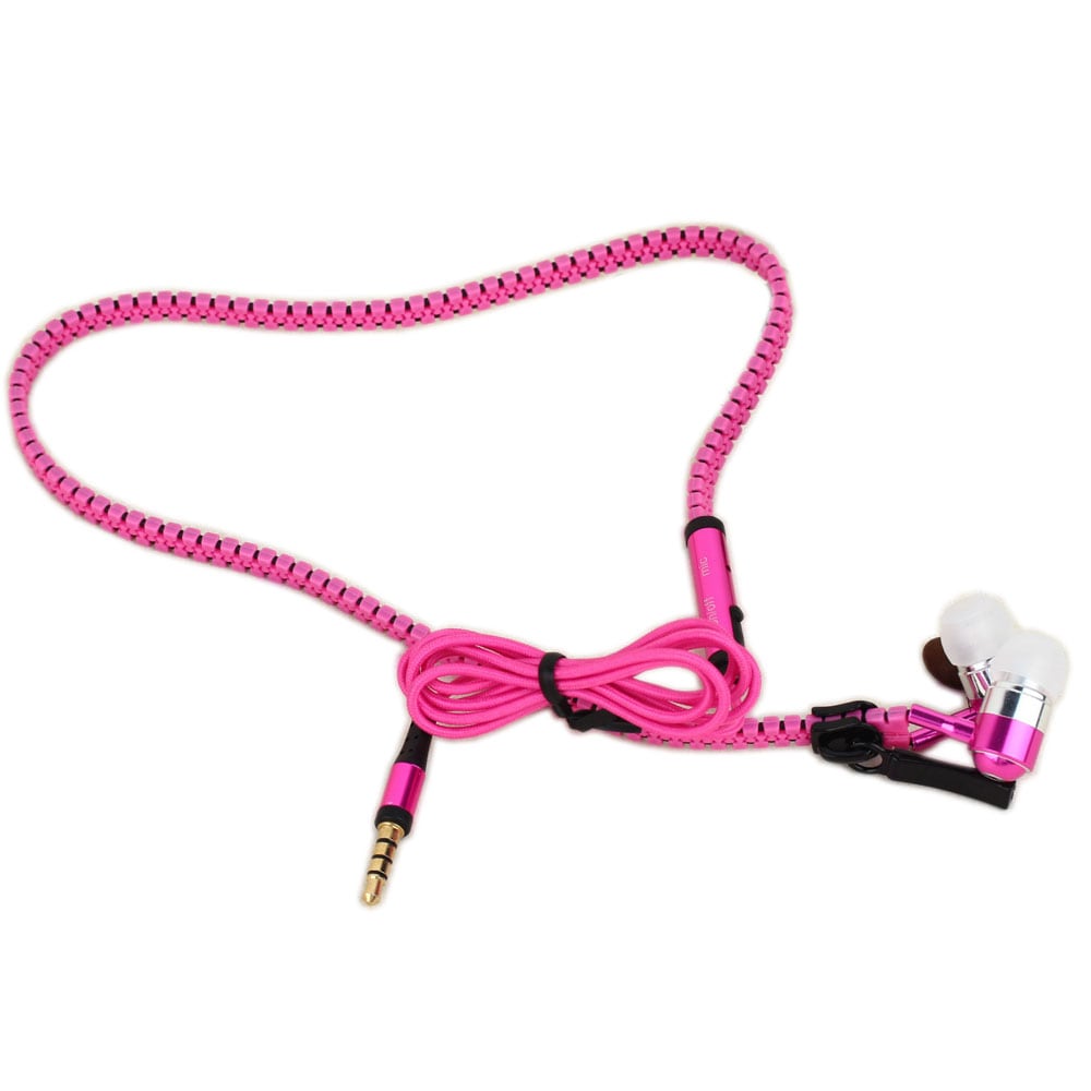 【マゼンタ】コードが絡まないジッパーイヤホン