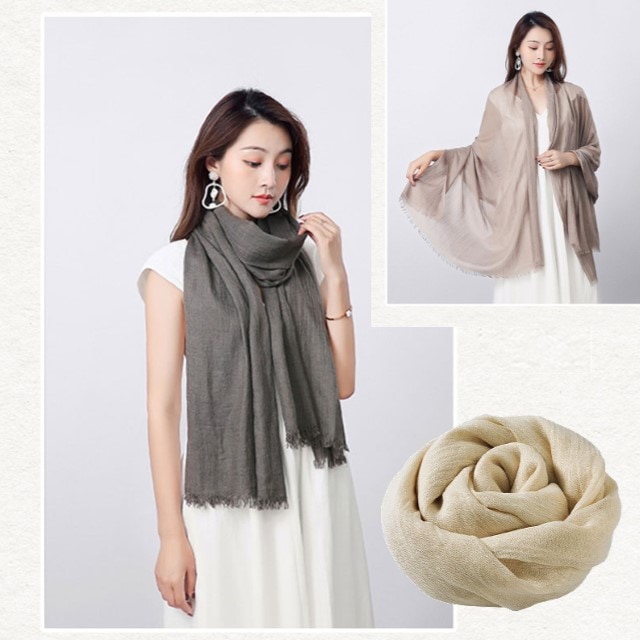 【ミルキーホワイト】大判ストール【100×180cm】