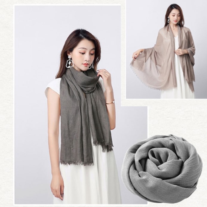 【ライトグレー】大判ストール【100×180cm】