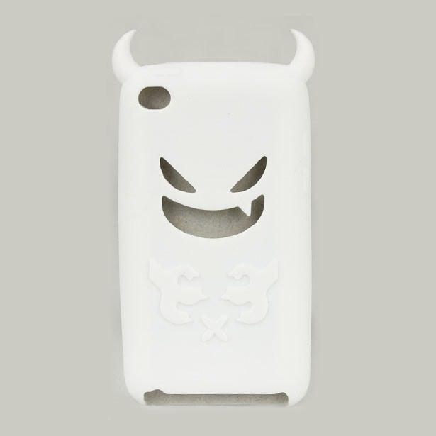 【ホワイト/iPod touch4】ソフトシリコンケースカバー【悪魔デビル】