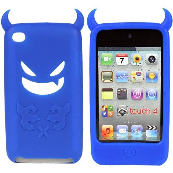 【ダークブルー/iPod touch4】ソフトシリコンケースカバー【悪魔デビル】