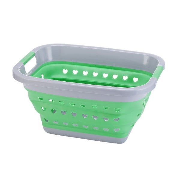 【グリーン】折り畳みランドリーバスケット