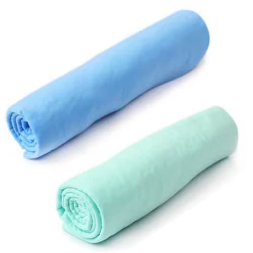 【2枚／Lサイズ（66×43cm）/ブルー＋グリーン】 超吸水&速乾！セームタオル
