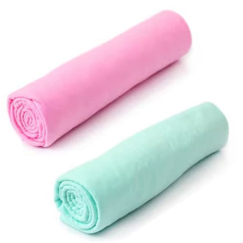 【2枚／Lサイズ（66×43cm）/ピンク+グリーン】 超吸水&速乾！セームタオル