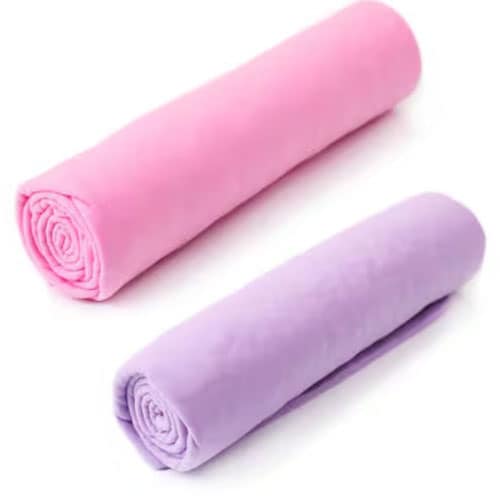 【2枚／Lサイズ（66×43cm）/ピンク+パープル】 超吸水&速乾！セームタオル