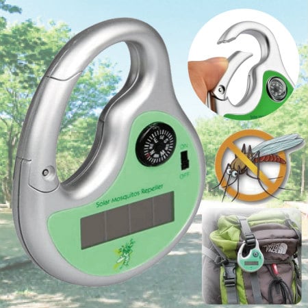 【3個セット】ソーラー式 虫よけ超音波フック/電池不要！配線不要！