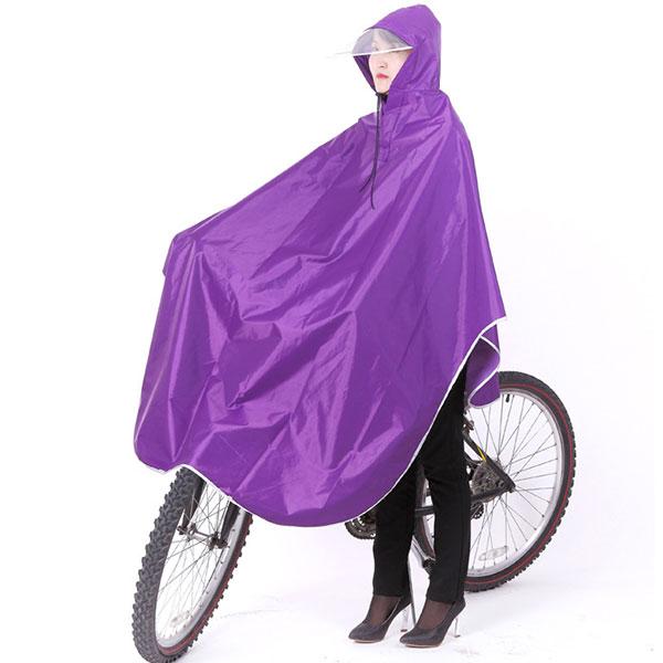 【パープル】自転車用レインポンチョ【男女兼用】