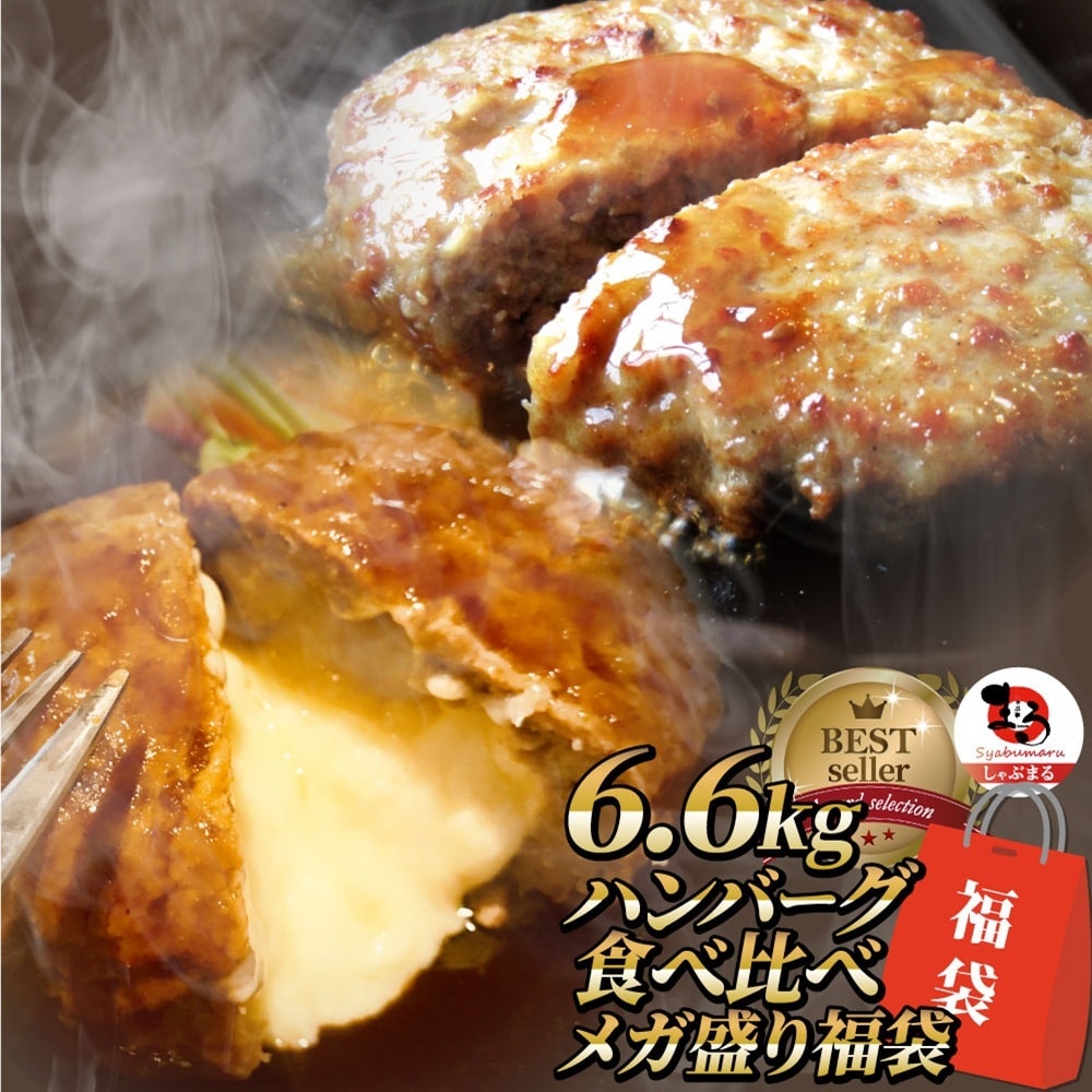 【6.6kg(計66個)】ハンバーグ プレーン＆チーズイン2種食べ比べセット